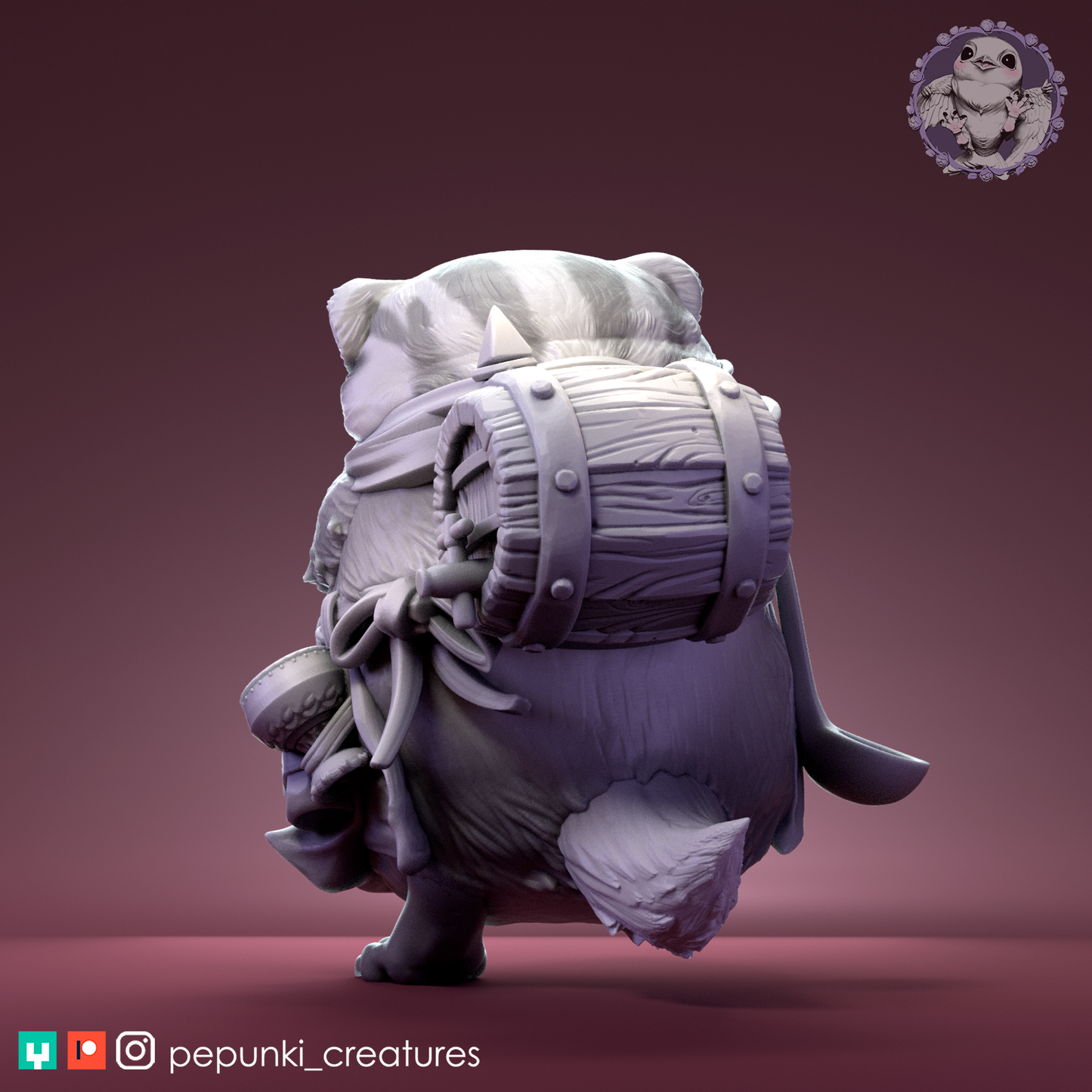 Tavern Badger | Tabletop or Display Scale | D&D Humblewood TTRPG Miniature | Pepunki Creatures