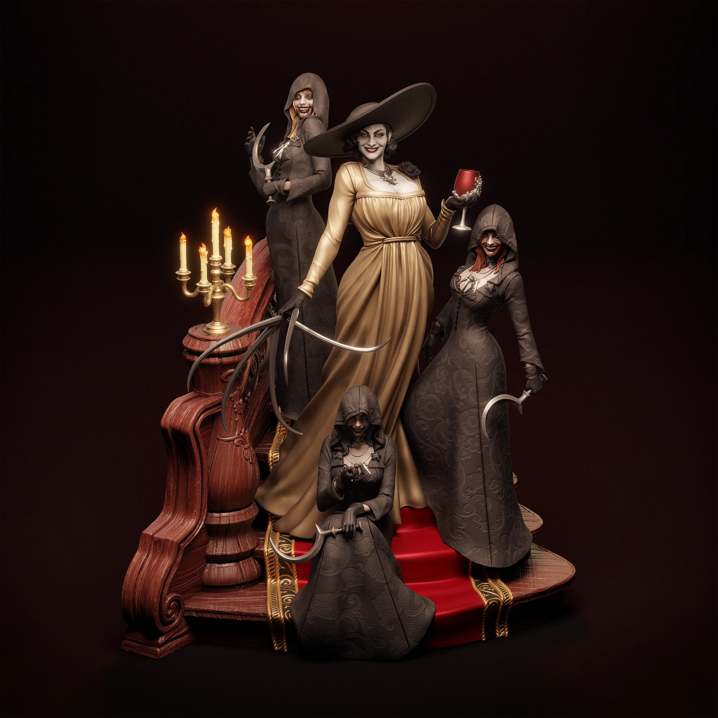 1:12 Vampire Matriarch and Daughters | 3D Printed Resin Garage Kit Figure | CA 3D Studios