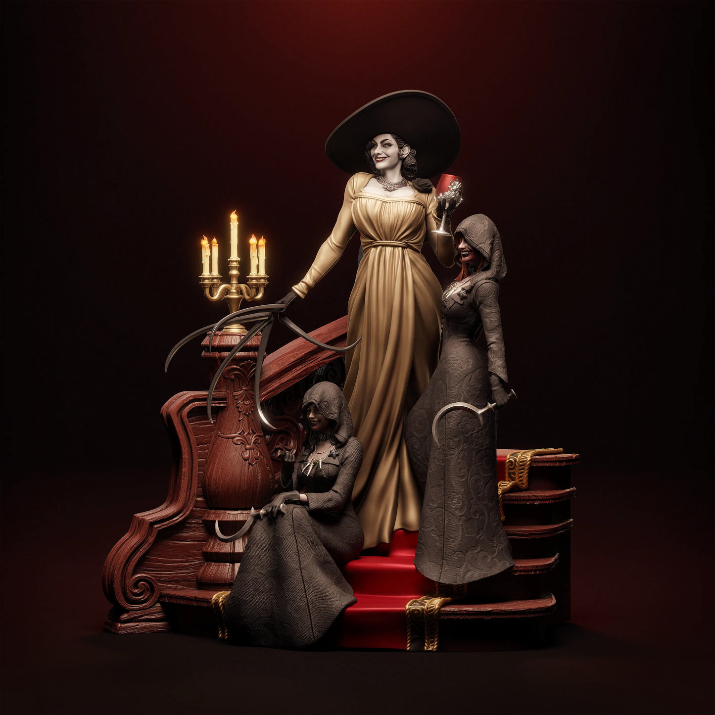 1:12 Vampire Matriarch and Daughters | 3D Printed Resin Garage Kit Figure | CA 3D Studios