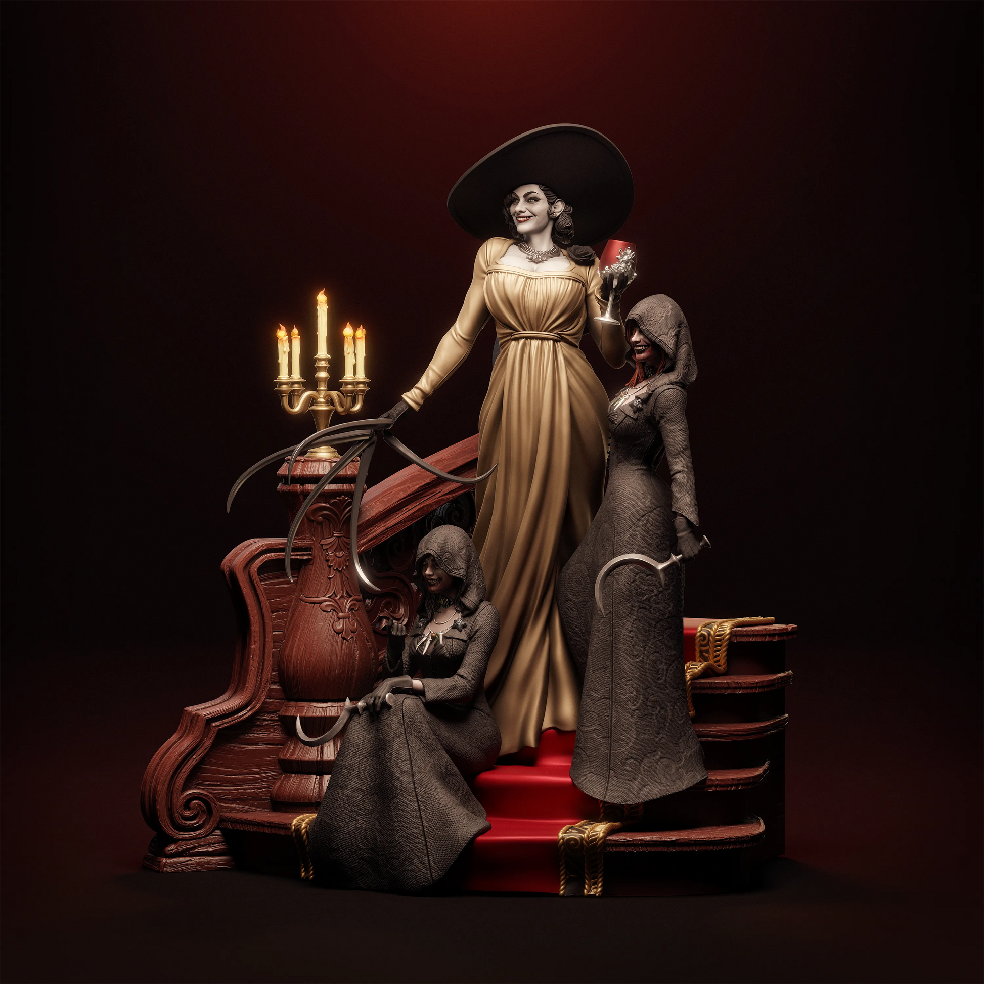 1:12 Vampire Matriarch and Daughters | 3D Printed Resin Garage Kit Figure | CA 3D Studios