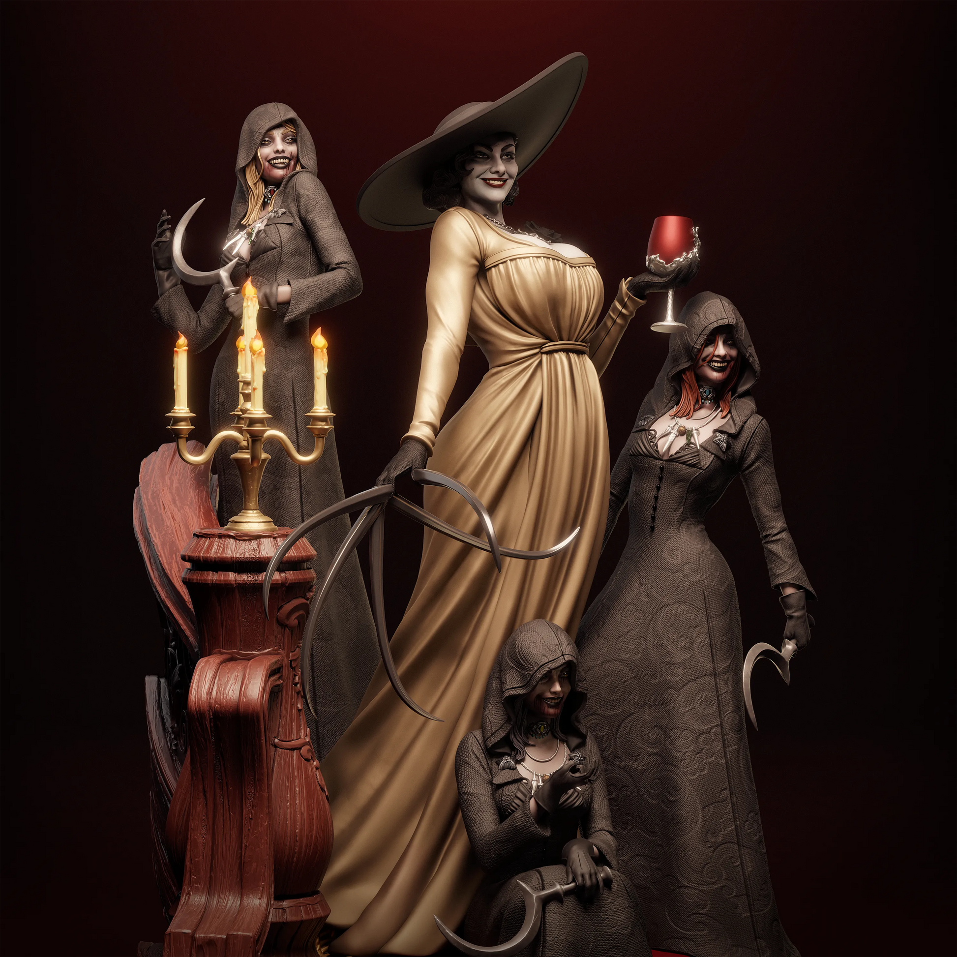1:12 Vampire Matriarch and Daughters | 3D Printed Resin Garage Kit Figure | CA 3D Studios