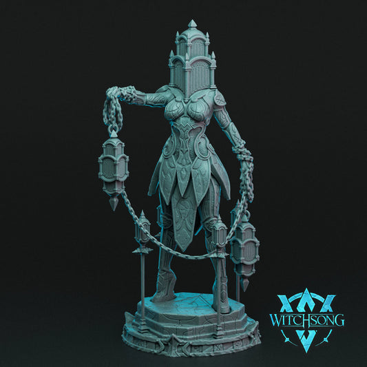 Fantasy figurine with intricate design on a dark background, featuring the brand 'Witchsong'.