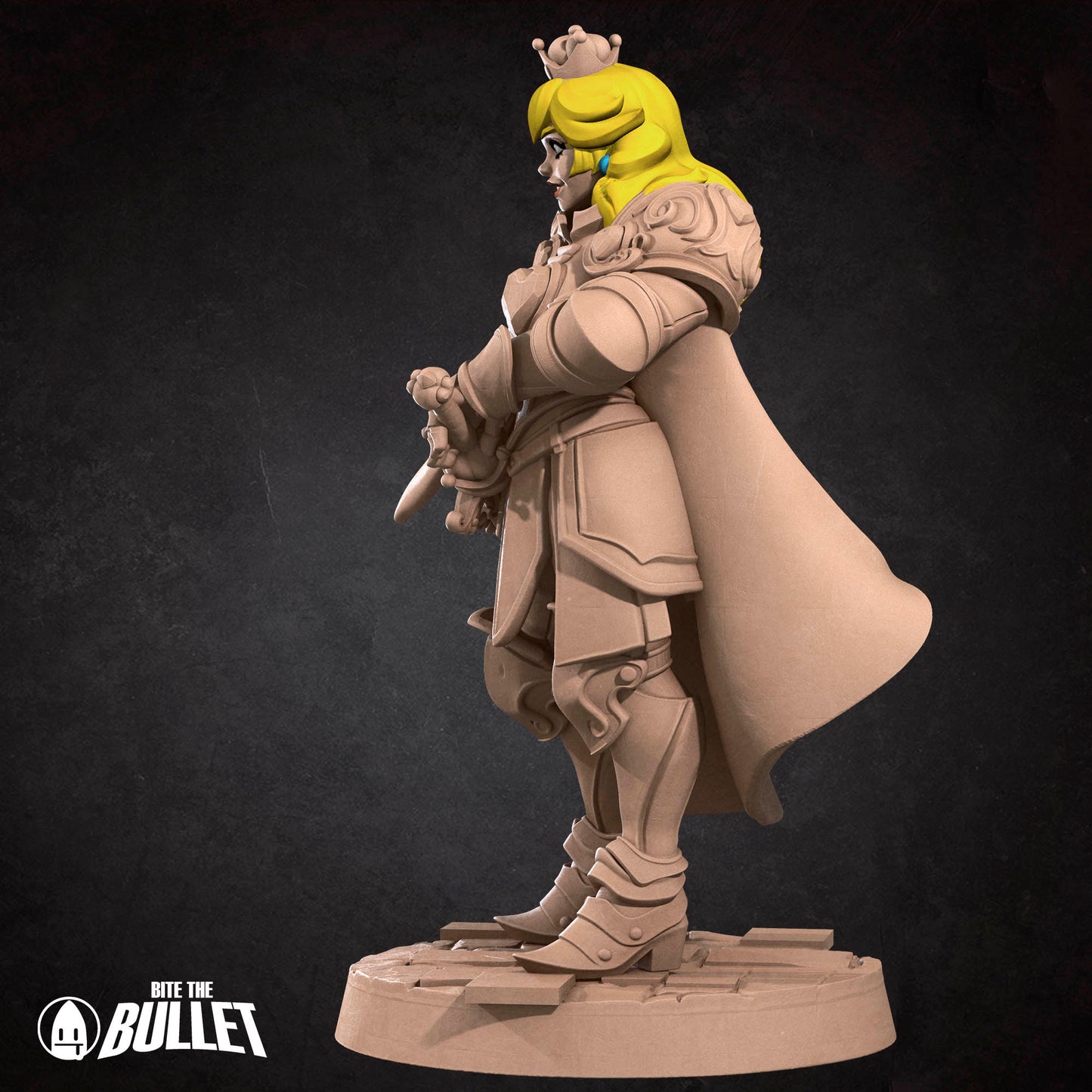 Detailed image of Lady Peony TTRPG miniature by Tattles Told 3D, featuring a female character with elegant attire and intricate design.