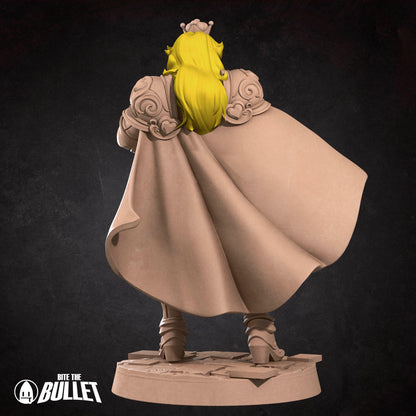 Lady Peony D&D TTRPG miniature by Tattles Told 3D, featuring a detailed female character with flowing hair and fantasy armor.