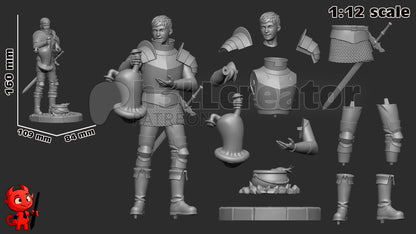 1:12 Culinary Crusader | Resin Garage Kit Figure Game Fan Art | h3LL creator