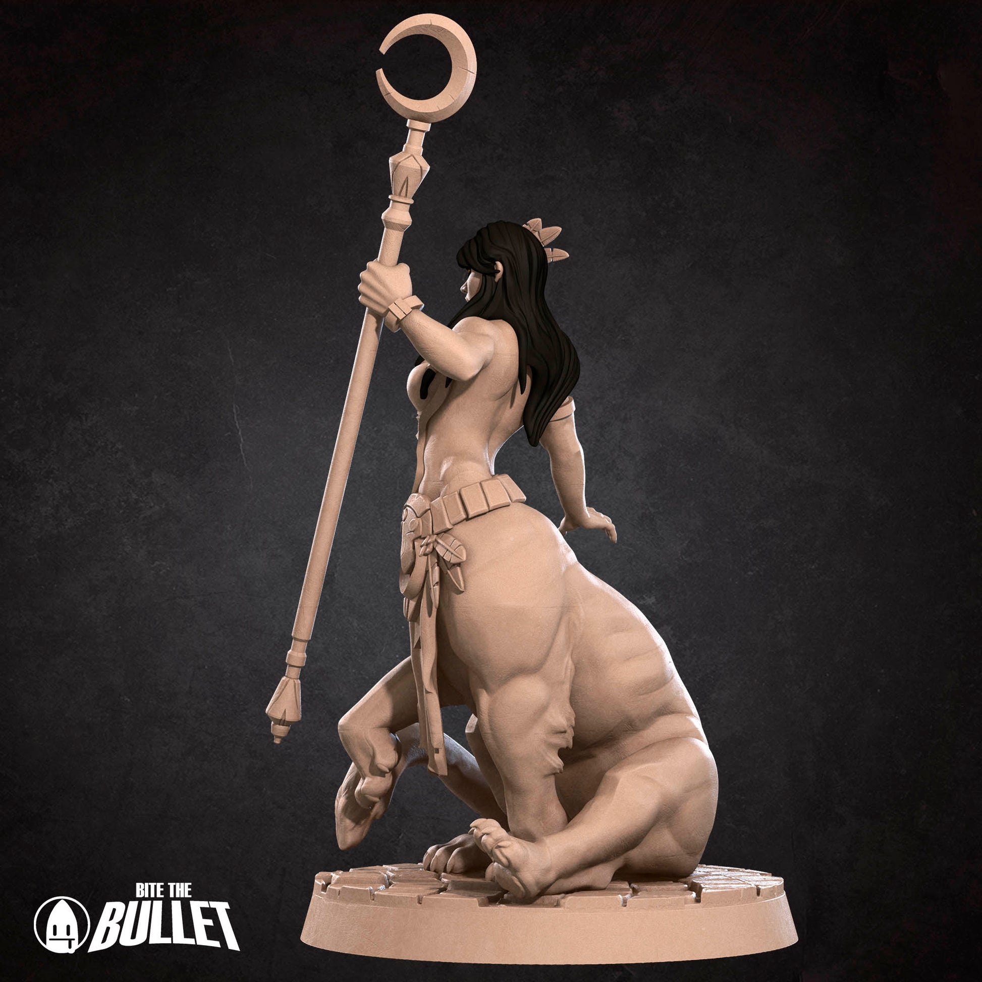 Exxotic Lamia resin miniature from Tattles Told 3D, tabletop gaming scale, featuring detailed pinup-style design, shown in image Lamia_3.