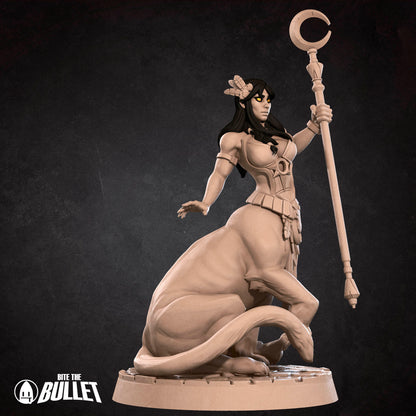 Exxotic Lamia miniature by Tattles Told 3D, tabletop gaming resin figure, featuring a pinup-style lamia with detailed scales and pose.