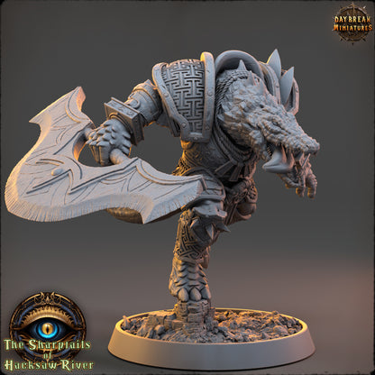 Crocodile Folk - The Sharptails of Hacksaw River | Tabletop or Display Scale | D&D Mini | Daybreak Miniatures