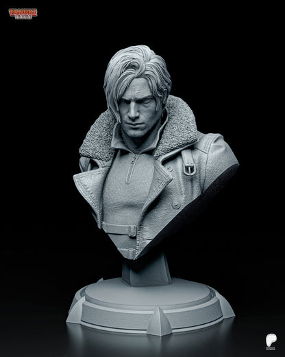 Requiem Raccoon Rookie resin garage kit figure by Tattles Told 3D, featuring a tanuki-inspired raccoon bust with detailed fan art design.