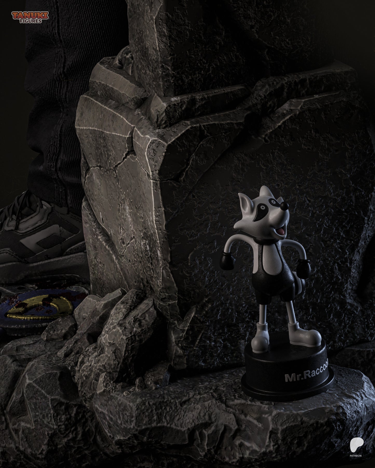 Requiem Raccoon Rookie resin garage kit figure by Tattles Told 3D, featuring a detailed tanuki-inspired raccoon character.