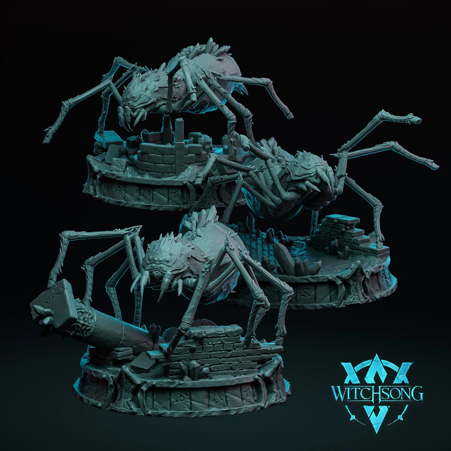 Spooky spider-like creatures with a dark background and 'Witchsong' logo.
