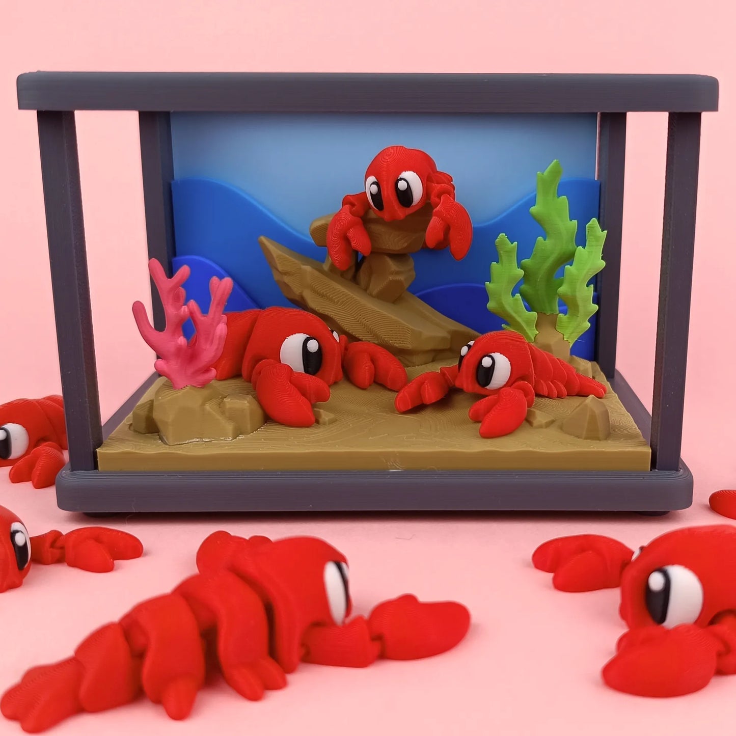 Miniature Flexi Lobster by Tattles Told 3D, featuring detailed lobster design with tank not included.