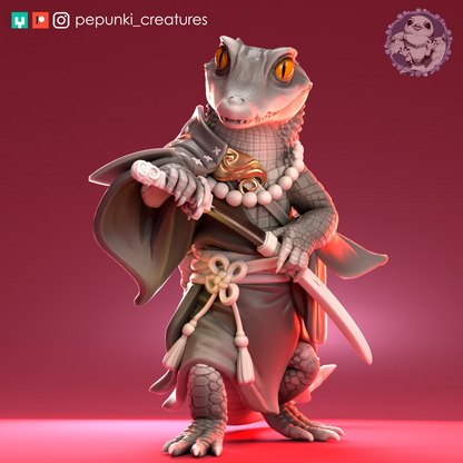 Crocodile Samurai | D&D Humblewood TTRPG Miniature | Pepunki Creatures