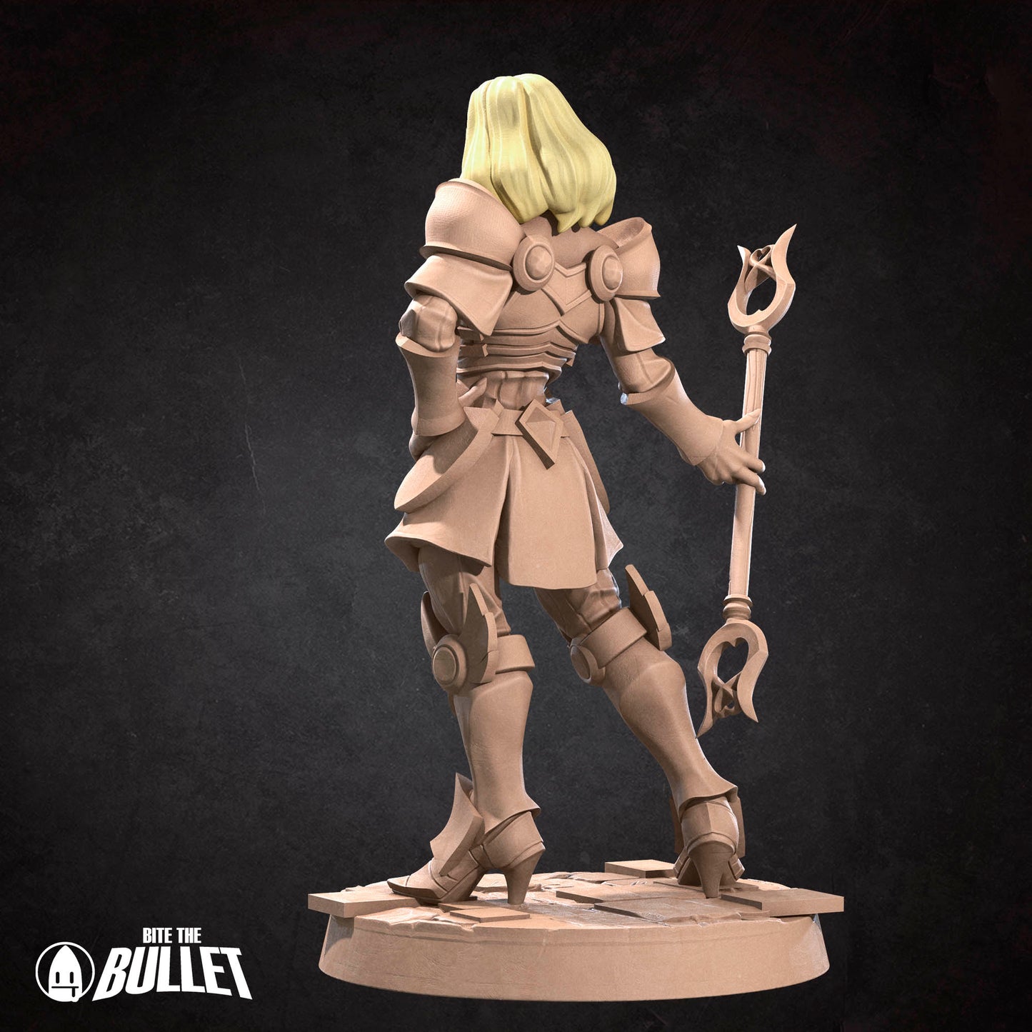 Luminosity Lady D&D TTRPG miniature by Tattles Told 3D, detailed figure with glowing armor, ready for tabletop gaming.