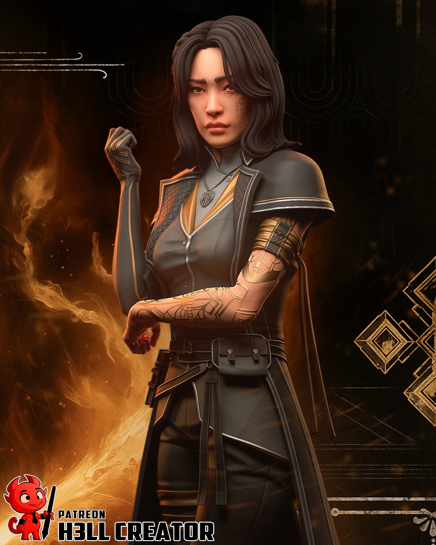 1:12 Tattooed Duelist | Resin Garage Kit Figure Game Fan Art | h3LL creator