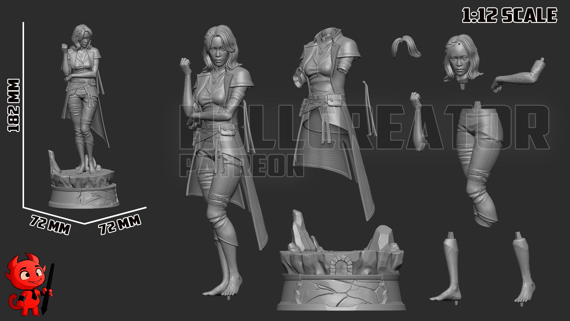 1:12 Tattooed Duelist | Resin Garage Kit Figure Game Fan Art | h3LL creator