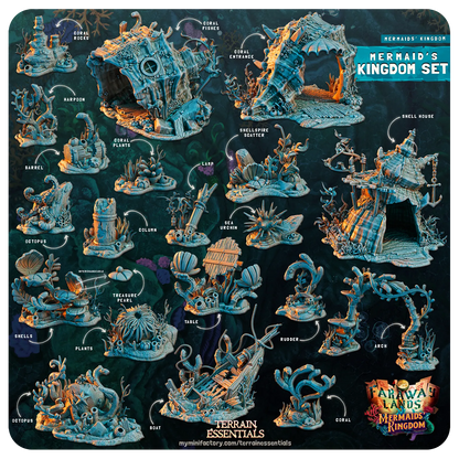 Mermaids Kingdom Set | TTRPG Scatter Diorama Dollhouse Miniature | Terrain Essentials