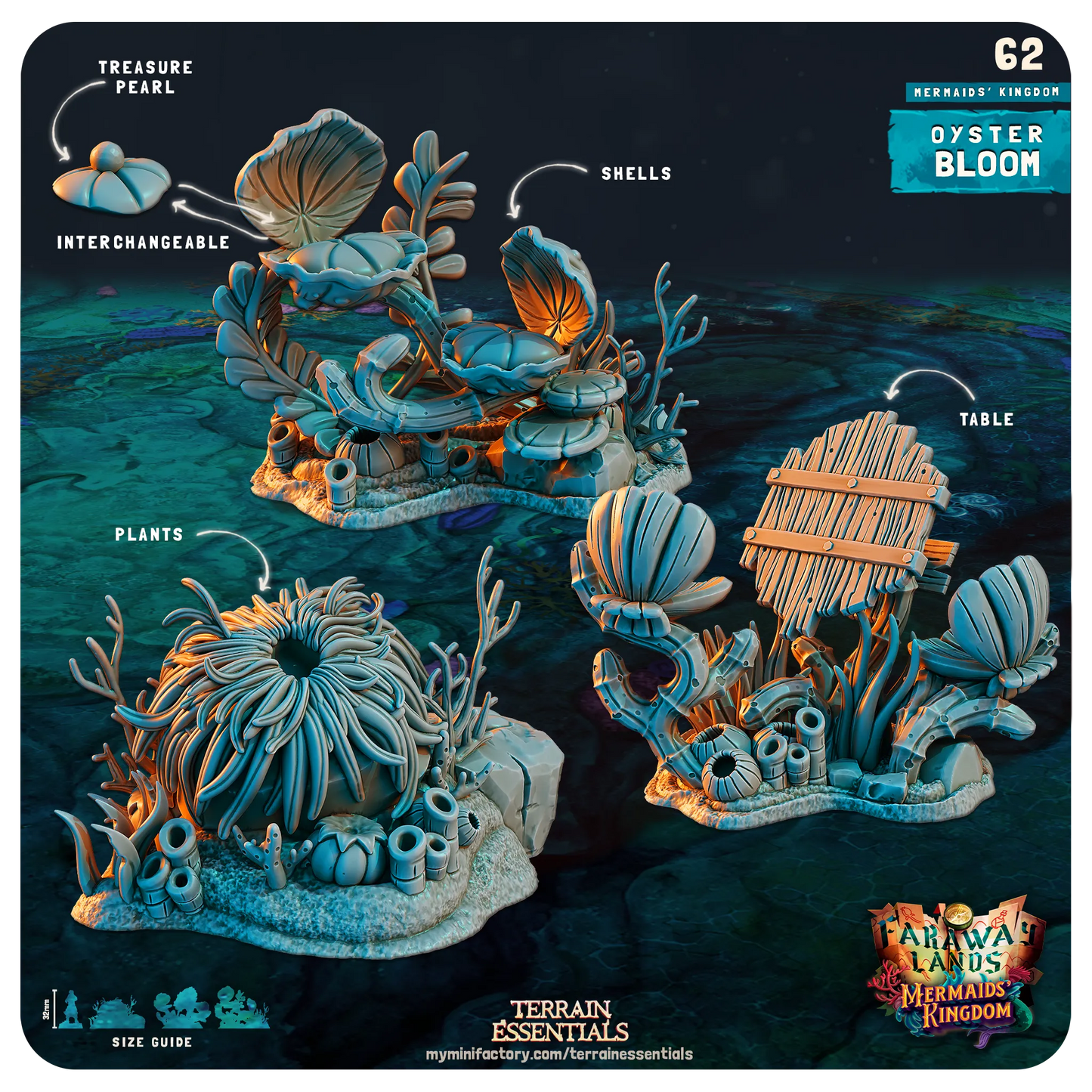 Mermaids Kingdom Set | TTRPG Scatter Diorama Dollhouse Miniature | Terrain Essentials