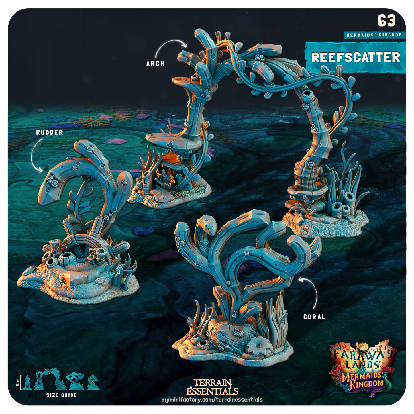 Mermaids Kingdom Set | TTRPG Scatter Diorama Dollhouse Miniature | Terrain Essentials