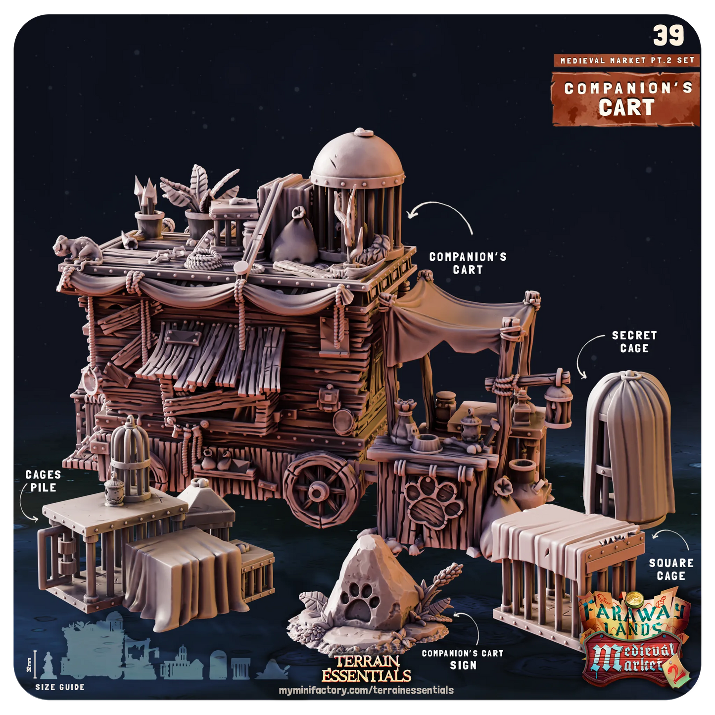 Medieval Market II Set | TTRPG Scatter Diorama Dollhouse Miniature | Terrain Essentials