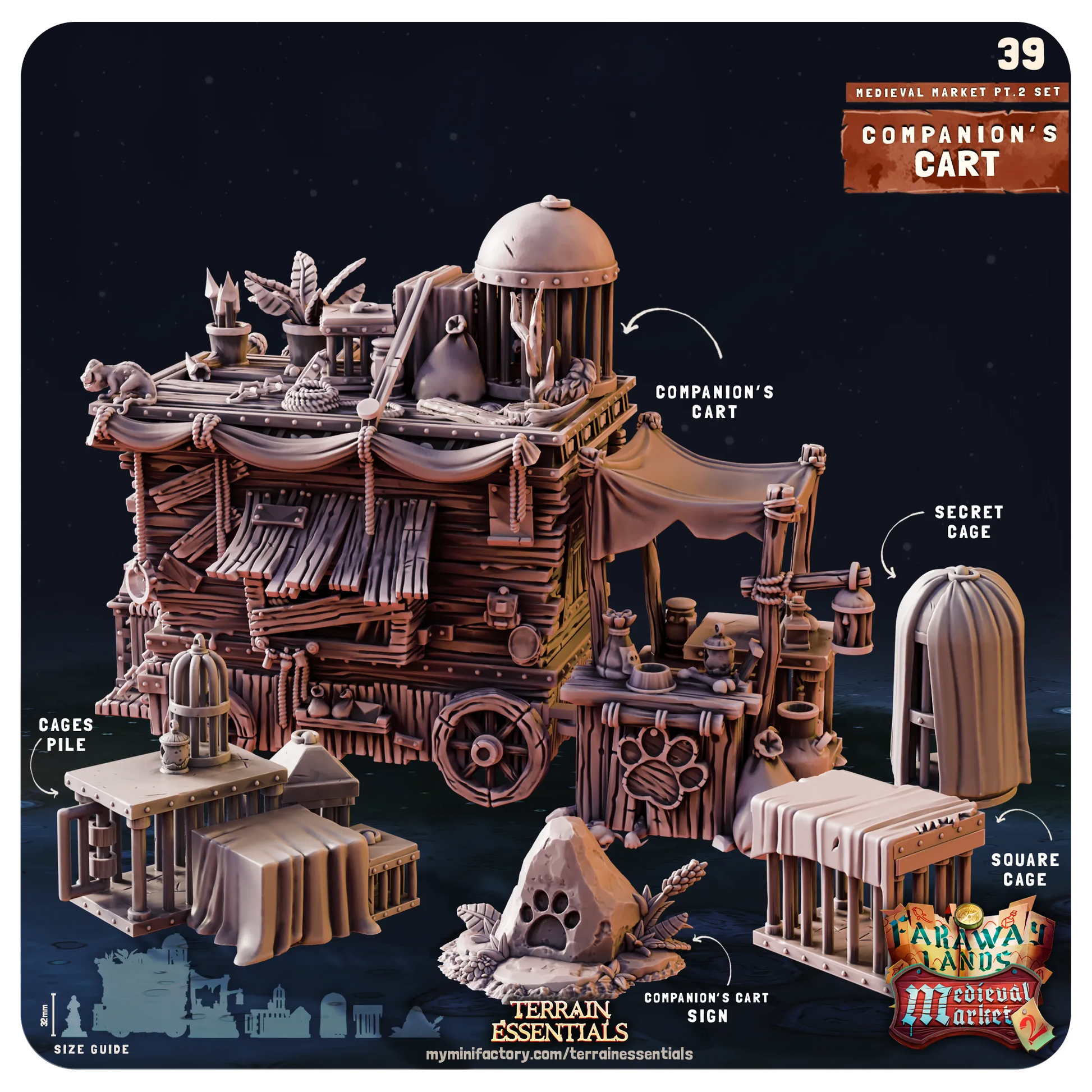 Medieval Market II Set | TTRPG Scatter Diorama Dollhouse Miniature | Terrain Essentials