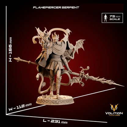 Mezrak, the Flamepiercer Serpent | Gaming Miniature or Display Garage Kit | Volition Miniatures
