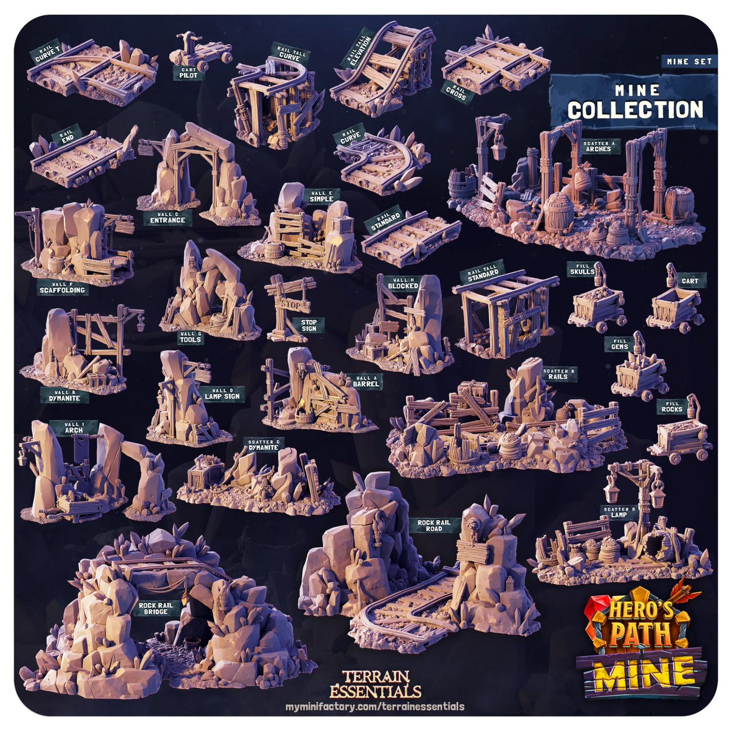 Mines Set | TTRPG Scatter Diorama Dollhouse Miniature | Terrain Essentials