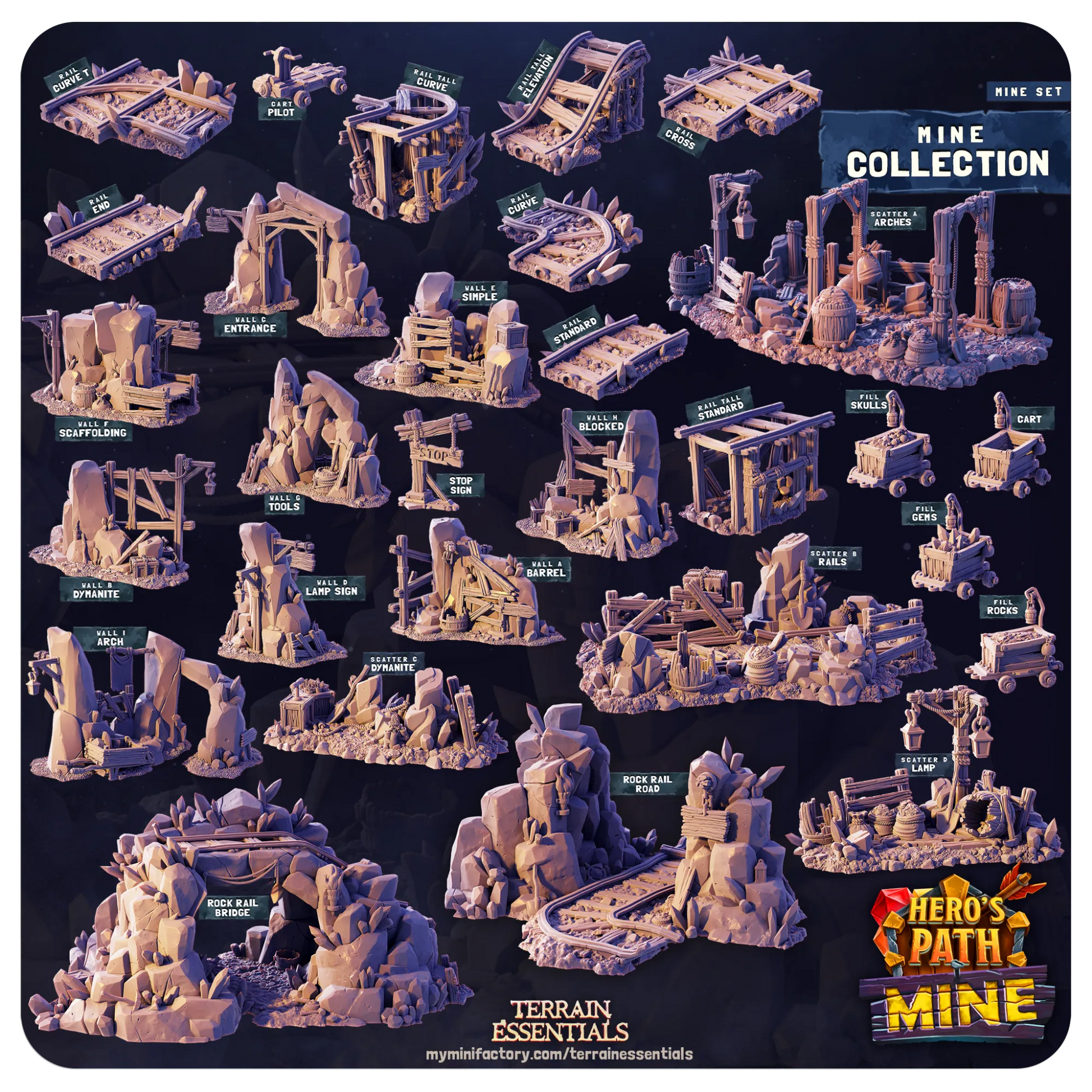 Mines Set | TTRPG Scatter Diorama Dollhouse Miniature | Terrain Essentials