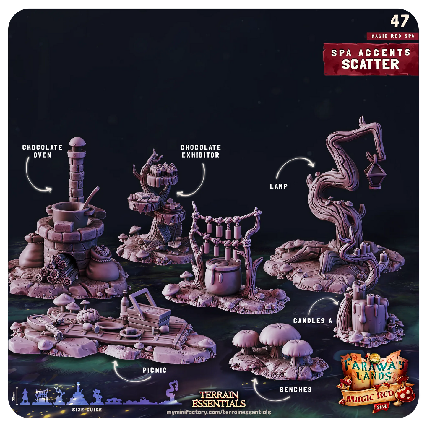 Red Magic Spa Set, Valentine's Love | TTRPG Scatter Diorama Dollhouse Miniature | Terrain Essentials