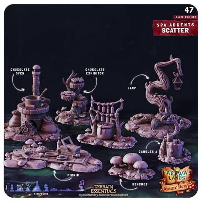 Red Magic Spa Set, Valentine's Love | TTRPG Scatter Diorama Dollhouse Miniature | Terrain Essentials
