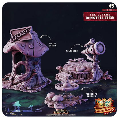 Red Magic Spa Set, Valentine's Love | TTRPG Scatter Diorama Dollhouse Miniature | Terrain Essentials