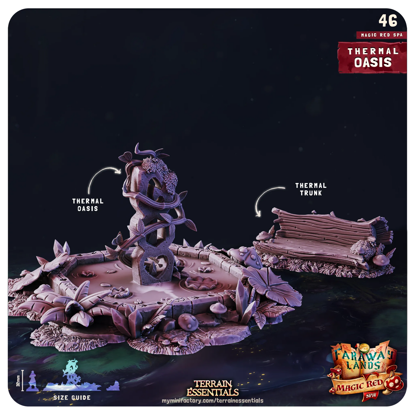 Red Magic Spa Set, Valentine's Love | TTRPG Scatter Diorama Dollhouse Miniature | Terrain Essentials