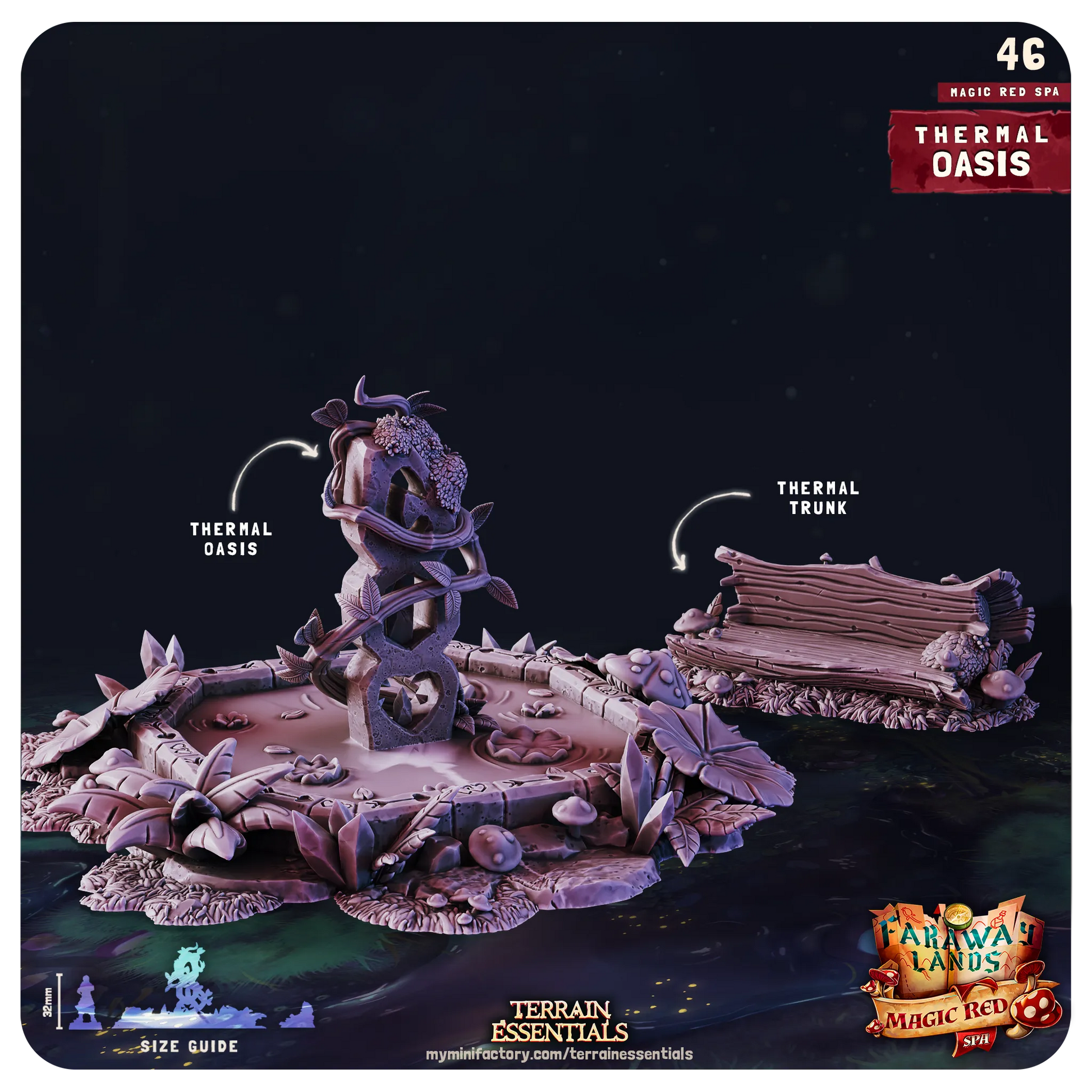 Red Magic Spa Set, Valentine's Love | TTRPG Scatter Diorama Dollhouse Miniature | Terrain Essentials