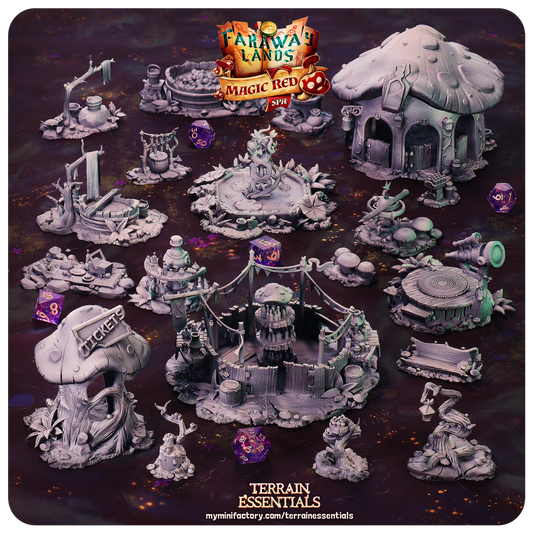 Red Magic Spa Set, Valentine's Love | TTRPG Scatter Diorama Dollhouse Miniature | Terrain Essentials