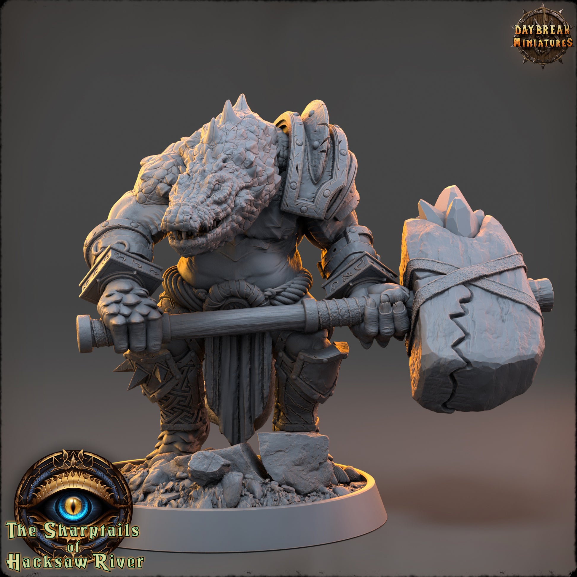 Crocodile Folk - The Sharptails of Hacksaw River | Tabletop or Display Scale | D&D Mini | Daybreak Miniatures