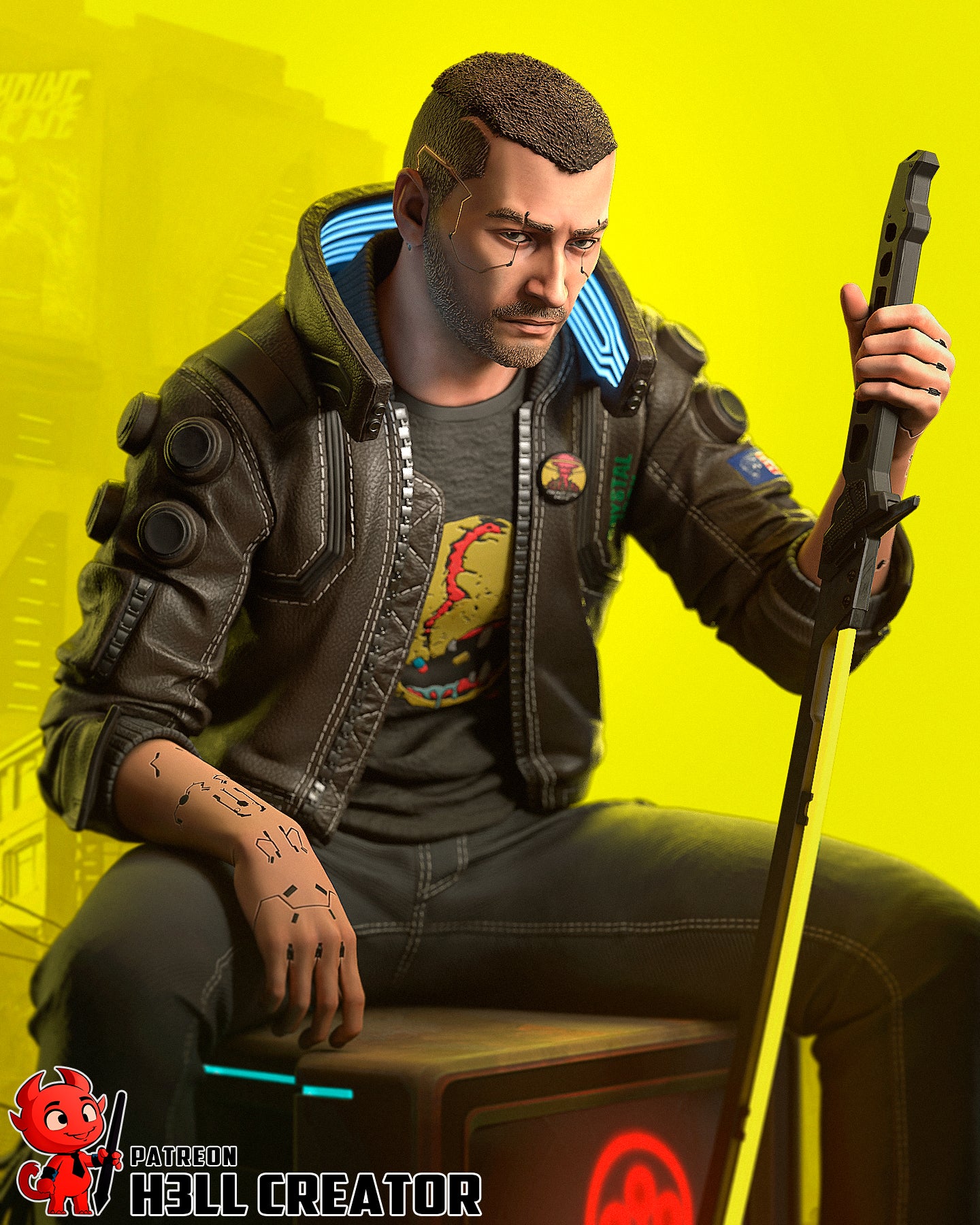 1:12 Cyber Rebel Male | Resin Garage Kit Figure Game Fan Art | h3LL creator