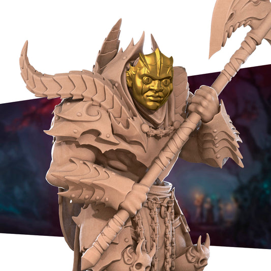 Masked Warrior | D&D Pathfinder TTRPG Miniature | Bite the Bullet