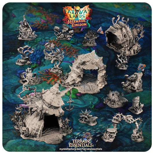 Mermaids Kingdom Set | TTRPG Scatter Diorama Dollhouse Miniature | Terrain Essentials