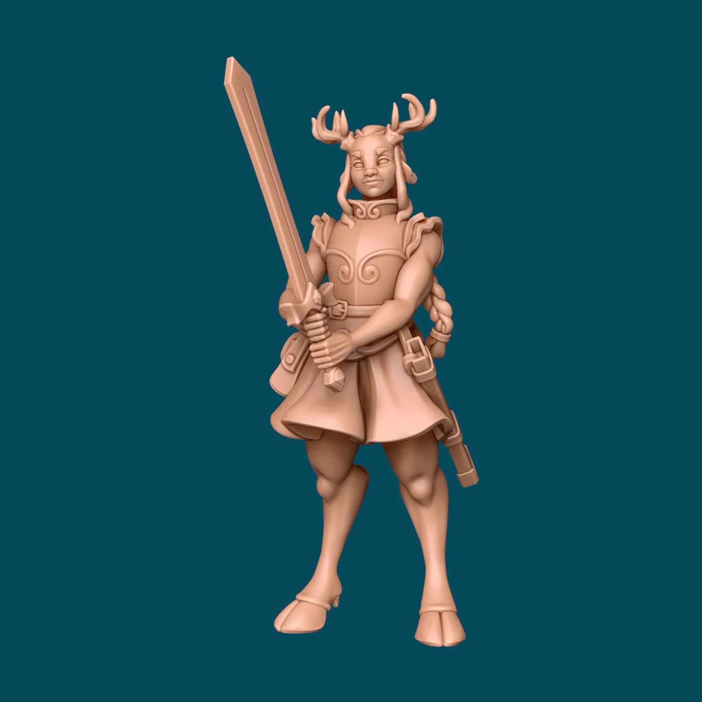 Magic, Half-Orc Wizard + Might, Fawn Warrior | Couple | TTRPG D&D Miniature | Awkward Penguin Minis