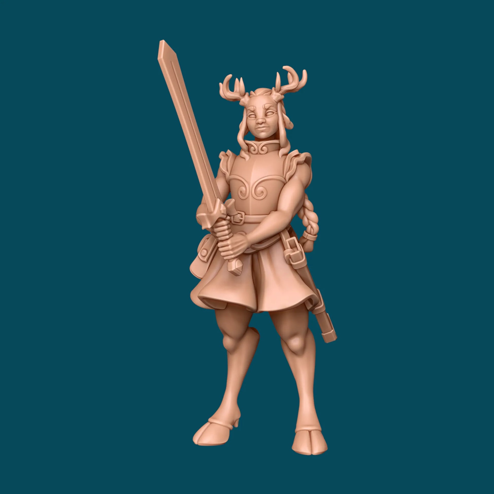 Magic, Half-Orc Wizard + Might, Fawn Warrior | Couple | TTRPG D&D Miniature | Awkward Penguin Minis