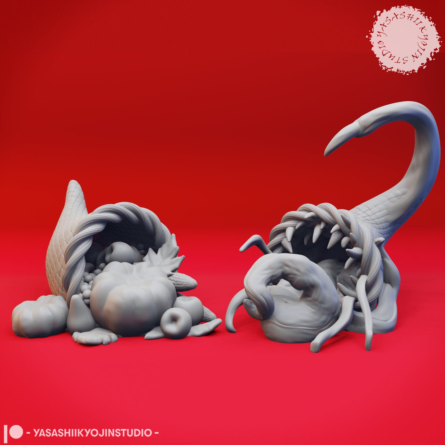 Cornucopia Mimic Set | D&D TTRPG Monster Miniature | Yasashii Kyojin Studio