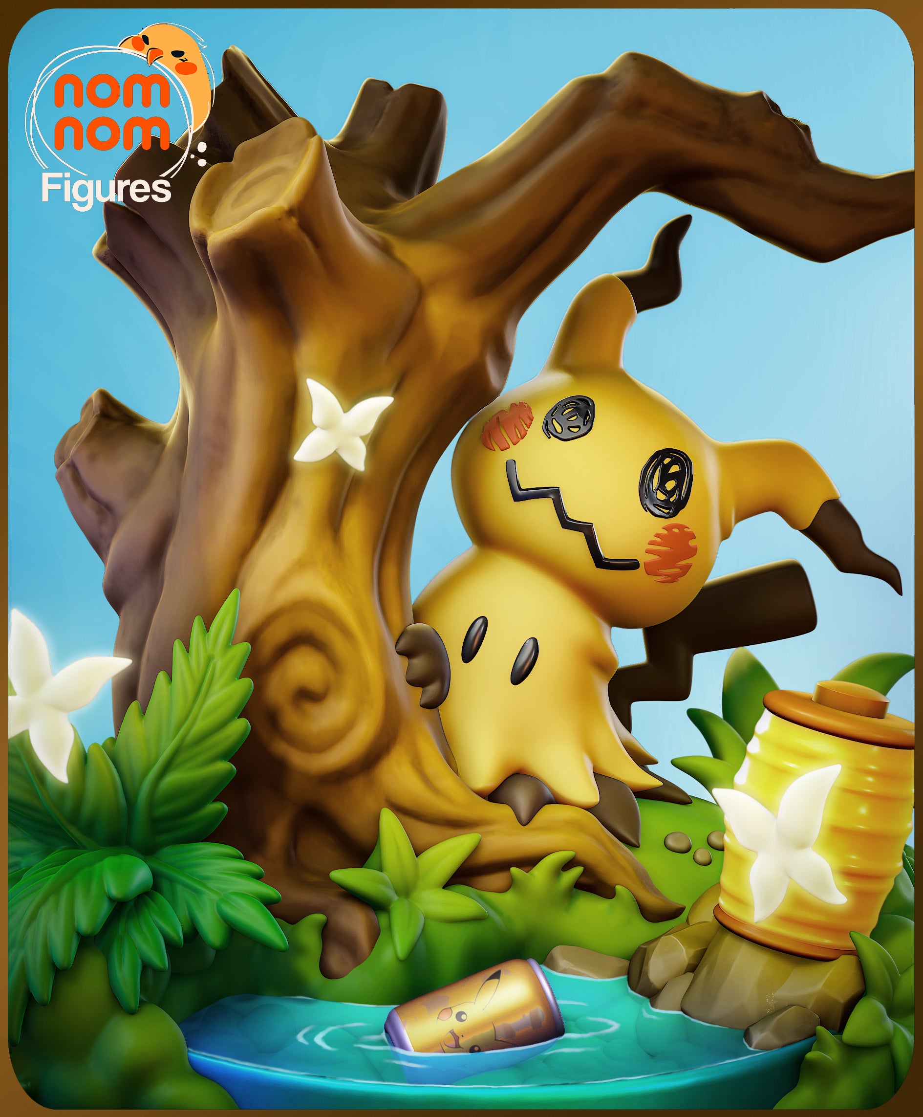 Resin garage kit figure of Chibi Shy Disguised Ghost from Mimikyu, created by Tattles Told 3D, anime fan art collectible.
