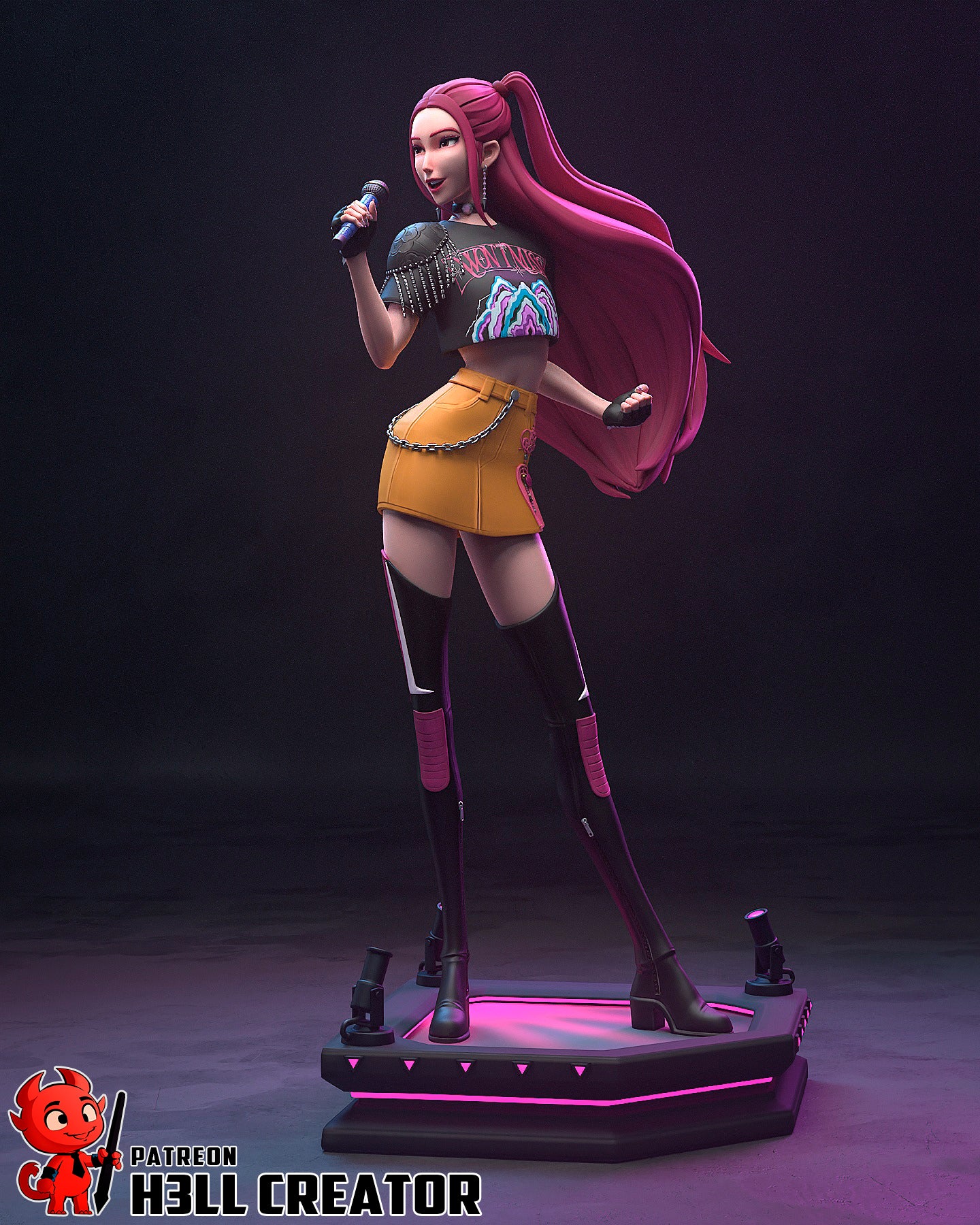 1:12 Pink Punk Popstar | Resin Garage Kit Figure Game Fan Art | h3LL creator