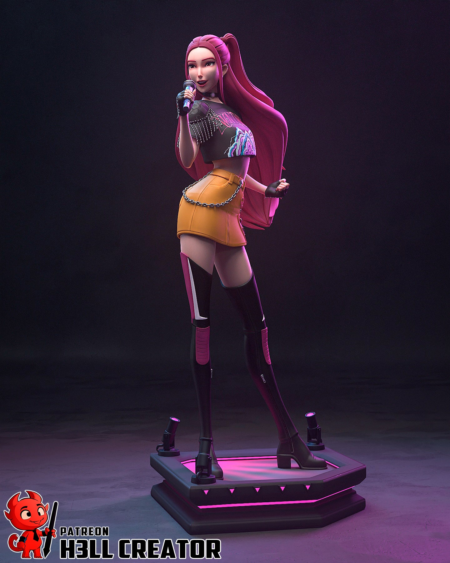 1:12 Pink Punk Popstar | Resin Garage Kit Figure Game Fan Art | h3LL creator