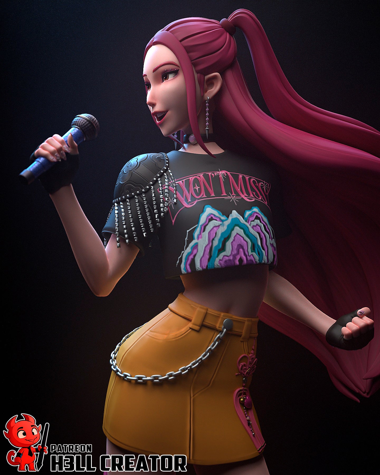 1:12 Pink Punk Popstar | Resin Garage Kit Figure Game Fan Art | h3LL creator