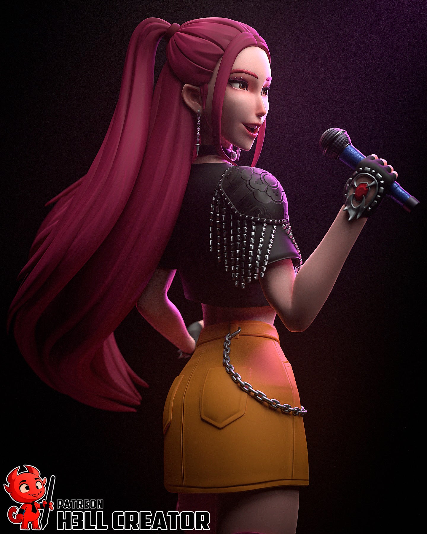 1:12 Pink Punk Popstar | Resin Garage Kit Figure Game Fan Art | h3LL creator