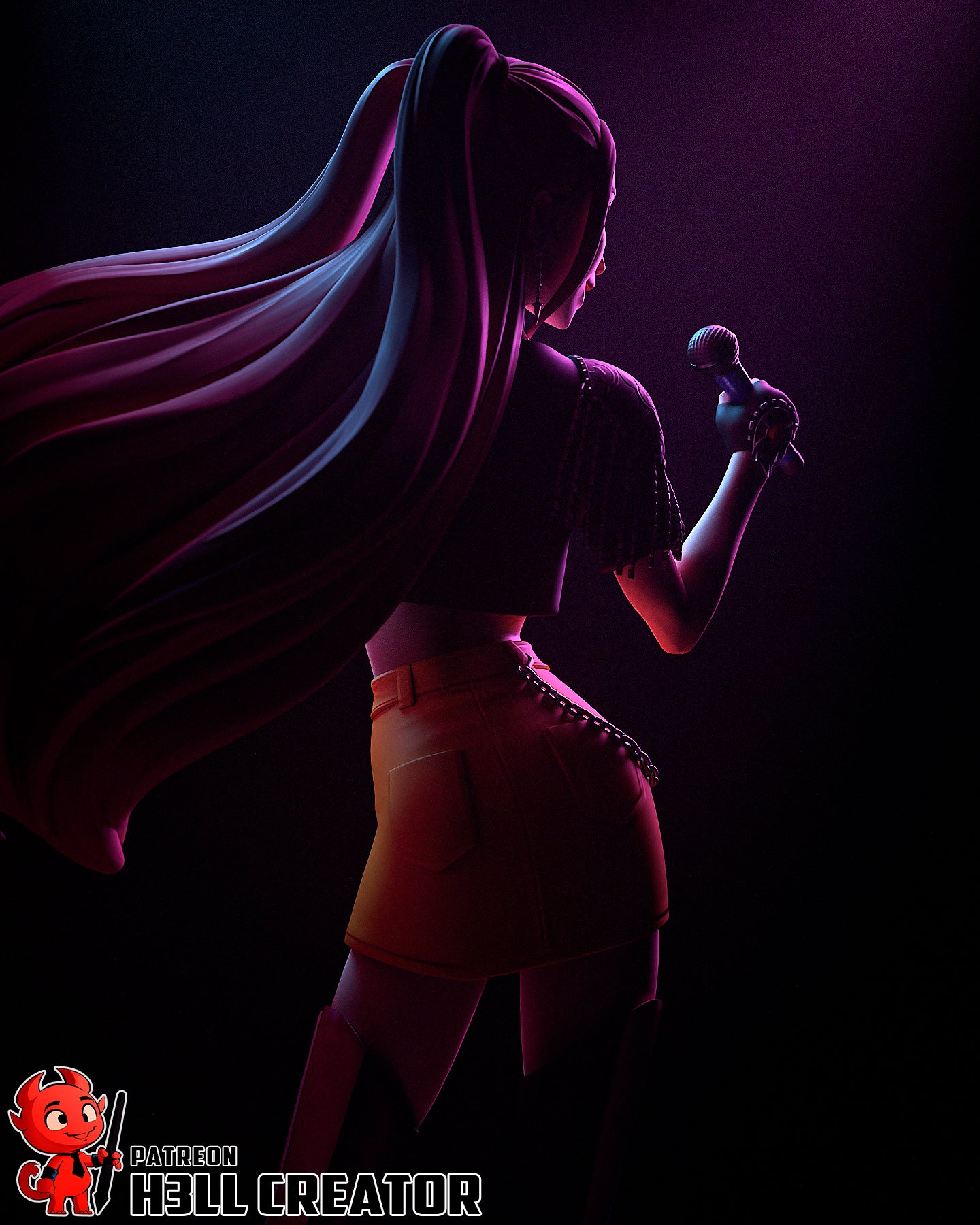 1:12 Pink Punk Popstar | Resin Garage Kit Figure Game Fan Art | h3LL creator