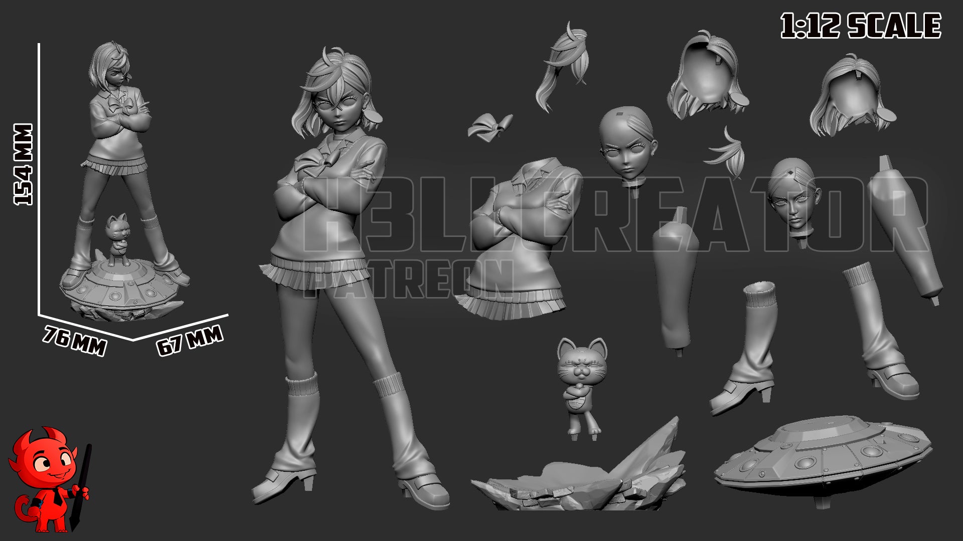 1:12 Telekinetic Girl | Resin Garage Kit Figure Game Fan Art | h3LL creator