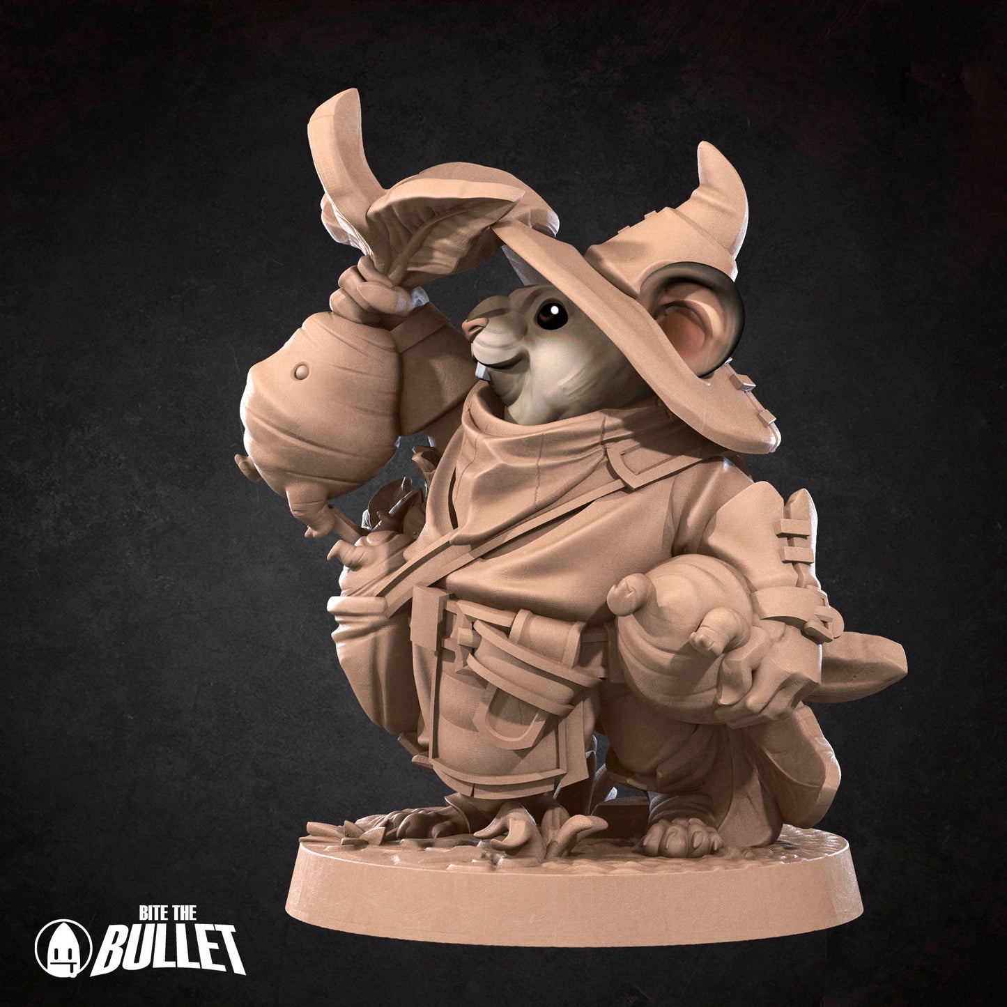 Bullet Town Forest Village, Mousefolk Farmer | D&D Pathfinder TTRPG Miniature | Bite the Bullet