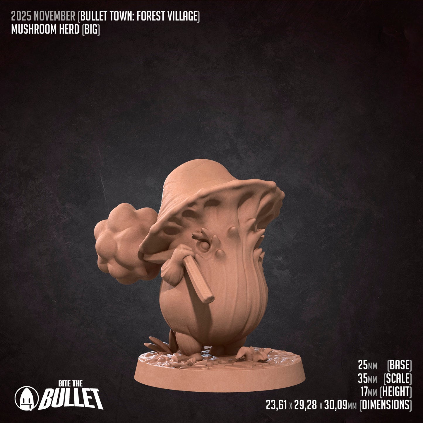 Bullet Town Forest Village, Mushroom Herd Set | D&D Pathfinder TTRPG Miniature | Bite the Bullet